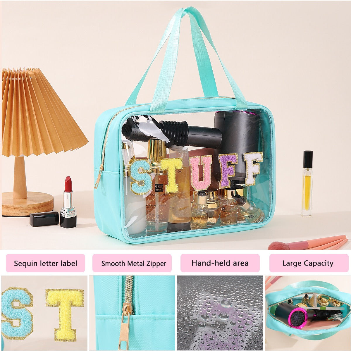 Clear pink travel cosmetic bag — product gallery photo 10 of 10