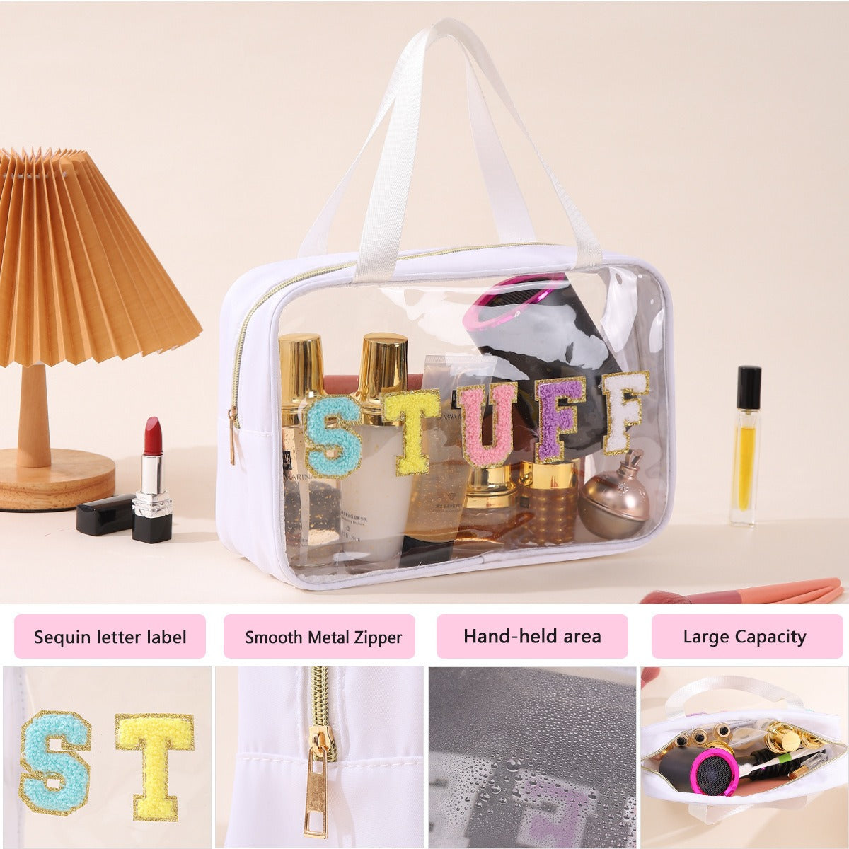 Clear pink travel cosmetic bag — product gallery photo 8 of 10