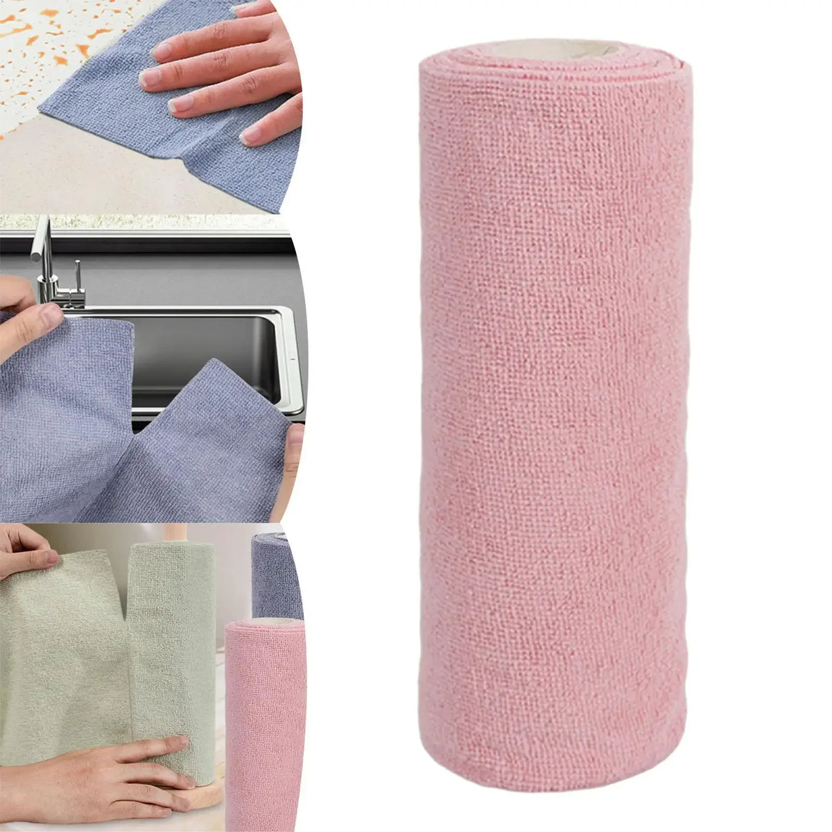 20-Sheet Reusable Microfiber Cleaning Cloth Roll