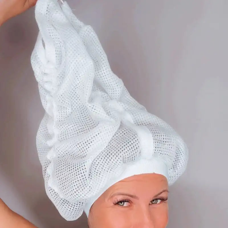 Adjustable Net Plopping Cap for Curly Hair | White