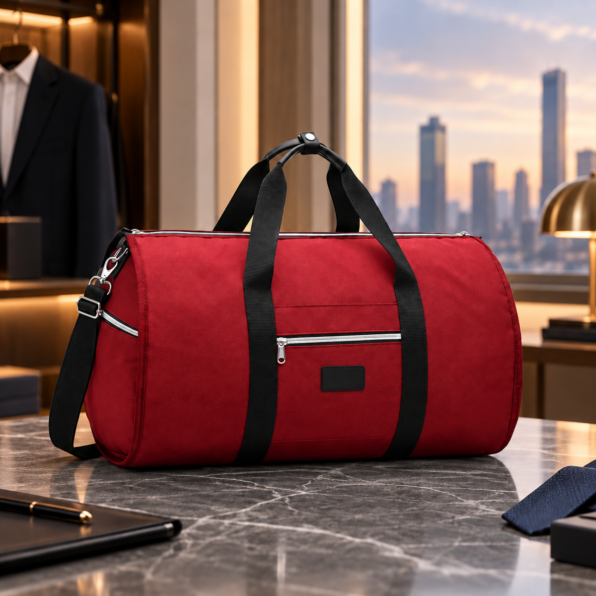 2-in-1 Travel Garment Duffel Bag - Red variant