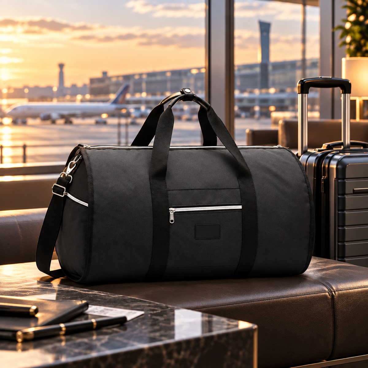 2-in-1 travel garment duffel bag - black - airport business travel