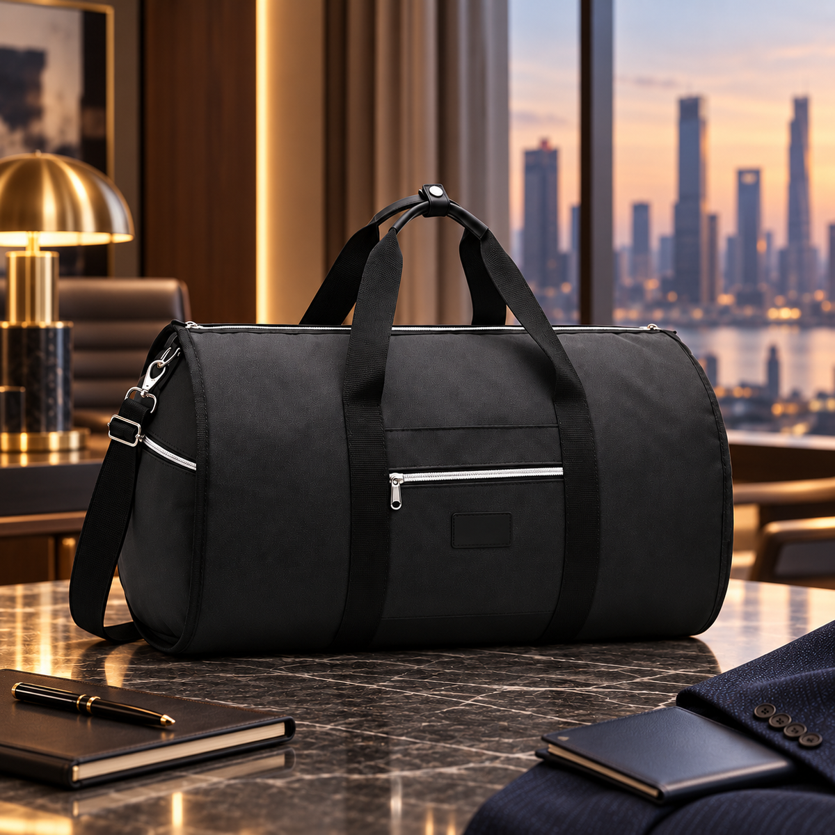 2-in-1 travel garment duffel bag - black - executive suite