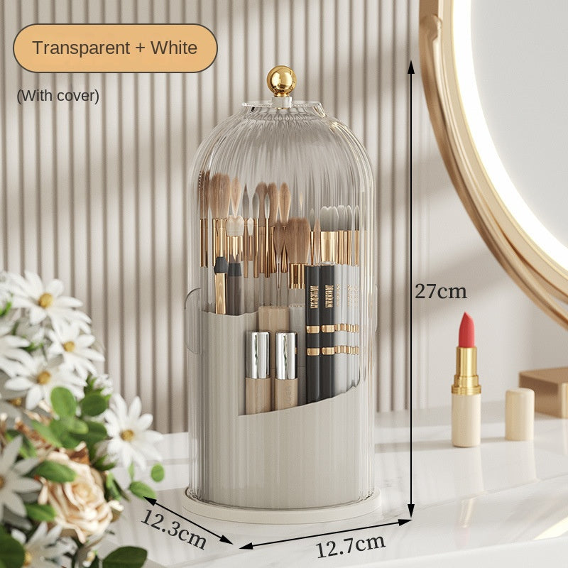 Rotating Makeup Brush Organizer | Dust-Cover Design