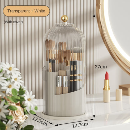 Rotating Makeup Brush Organizer | Dust-Cover Design