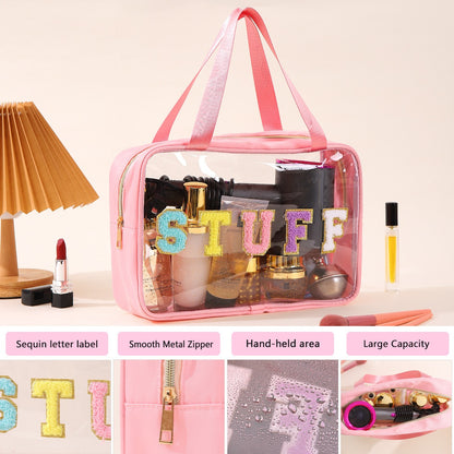 Clear pink travel cosmetic bag — product gallery photo 7 of 10