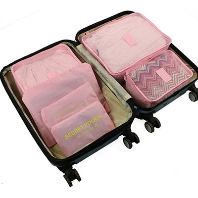 6-Piece Travel Packing Organizer Set | Patterns & Solid Colours