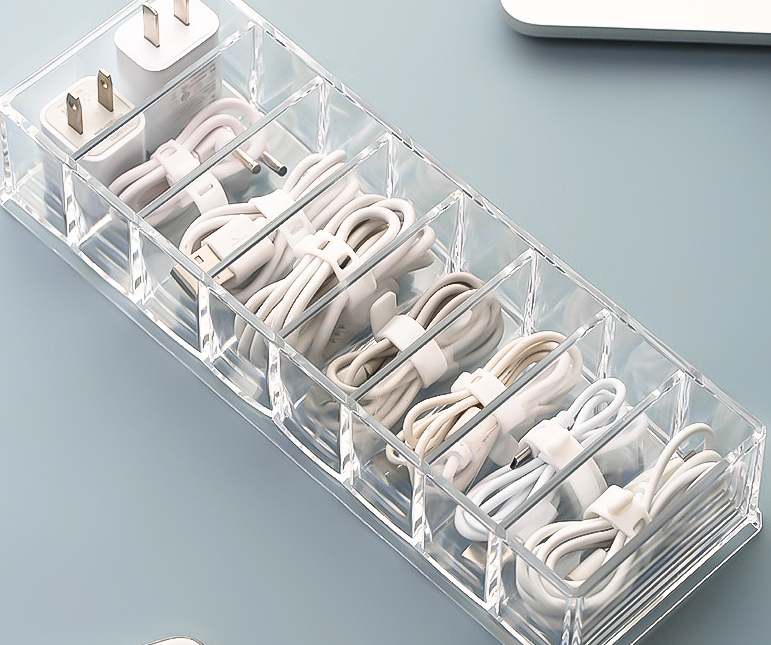 Desktop Cable Storage | 7/8-Compartment Box or 10 Straps