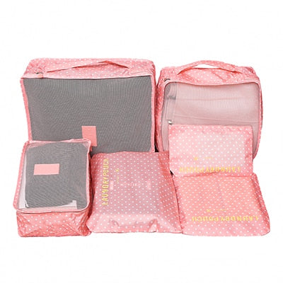 6-Piece Travel Packing Organizer Set | Patterns & Solid Colours