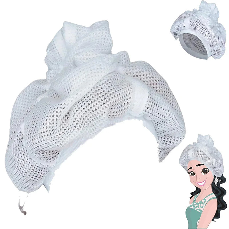Adjustable Net Plopping Cap for Curly Hair | White