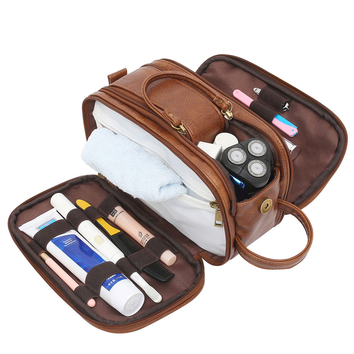 Men's PU leather travel toiletry bag — product gallery image 1
