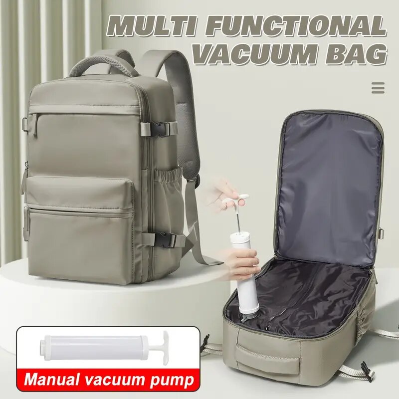 Vacuum compression travel backpack — product gallery image 1