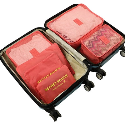 6-Piece Travel Packing Organizer Set | Patterns & Solid Colours