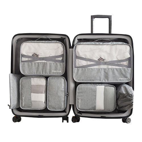7-Piece Travel Packing Organizer Set | Solid Colours