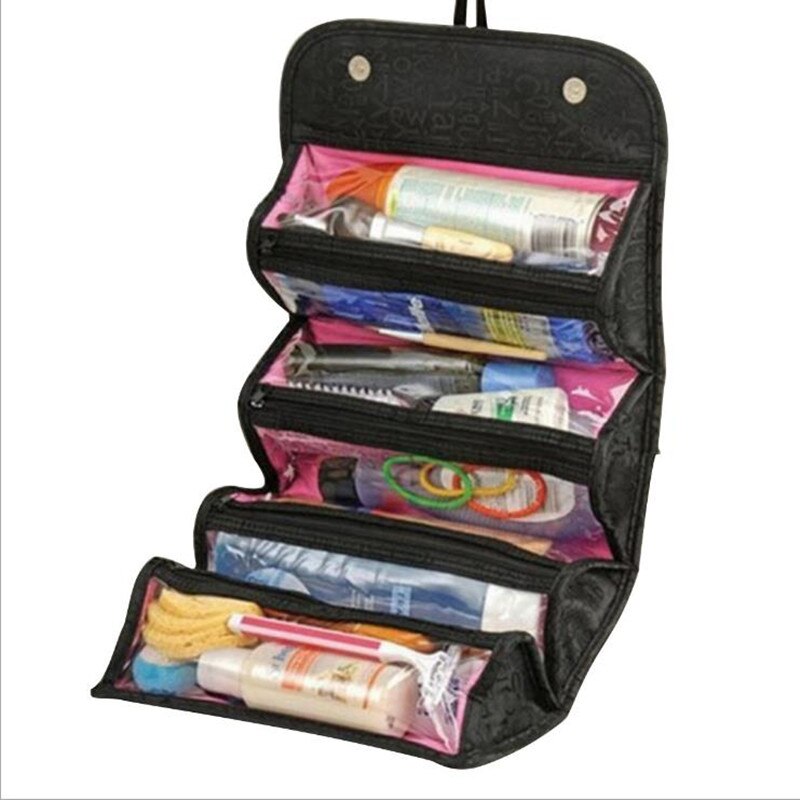 Foldable black travel cosmetic organizer — gallery photo 4 of 7