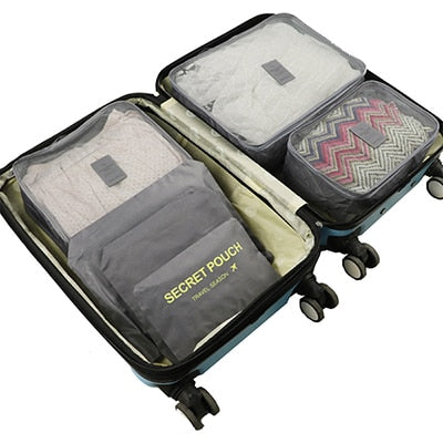 6-Piece Travel Packing Organizer Set | Patterns & Solid Colours