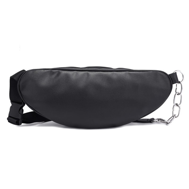 Black chain-detail waist and crossbody bag, product gallery image 3