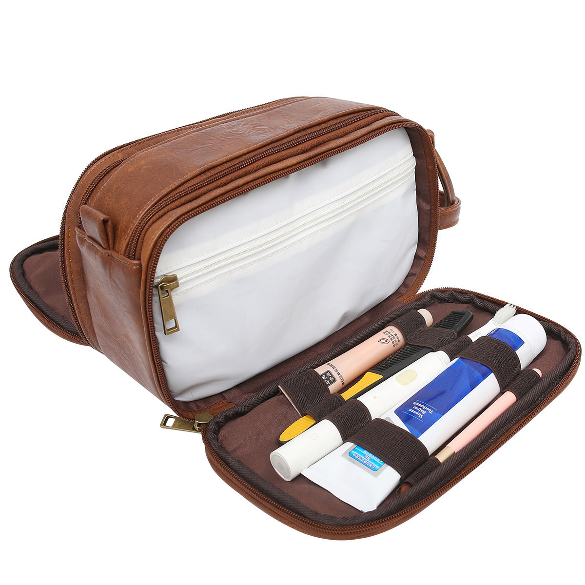 Men's PU leather travel toiletry bag — product gallery image 3