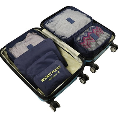 6-Piece Travel Packing Organizer Set | Patterns & Solid Colours