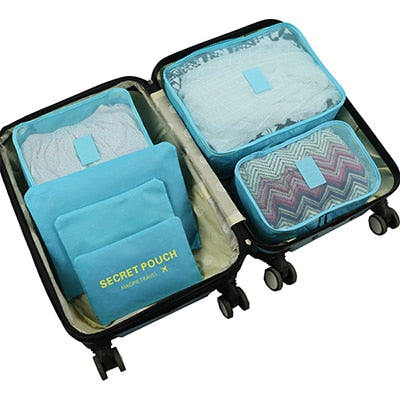 6-Piece Travel Packing Organizer Set | Patterns & Solid Colours