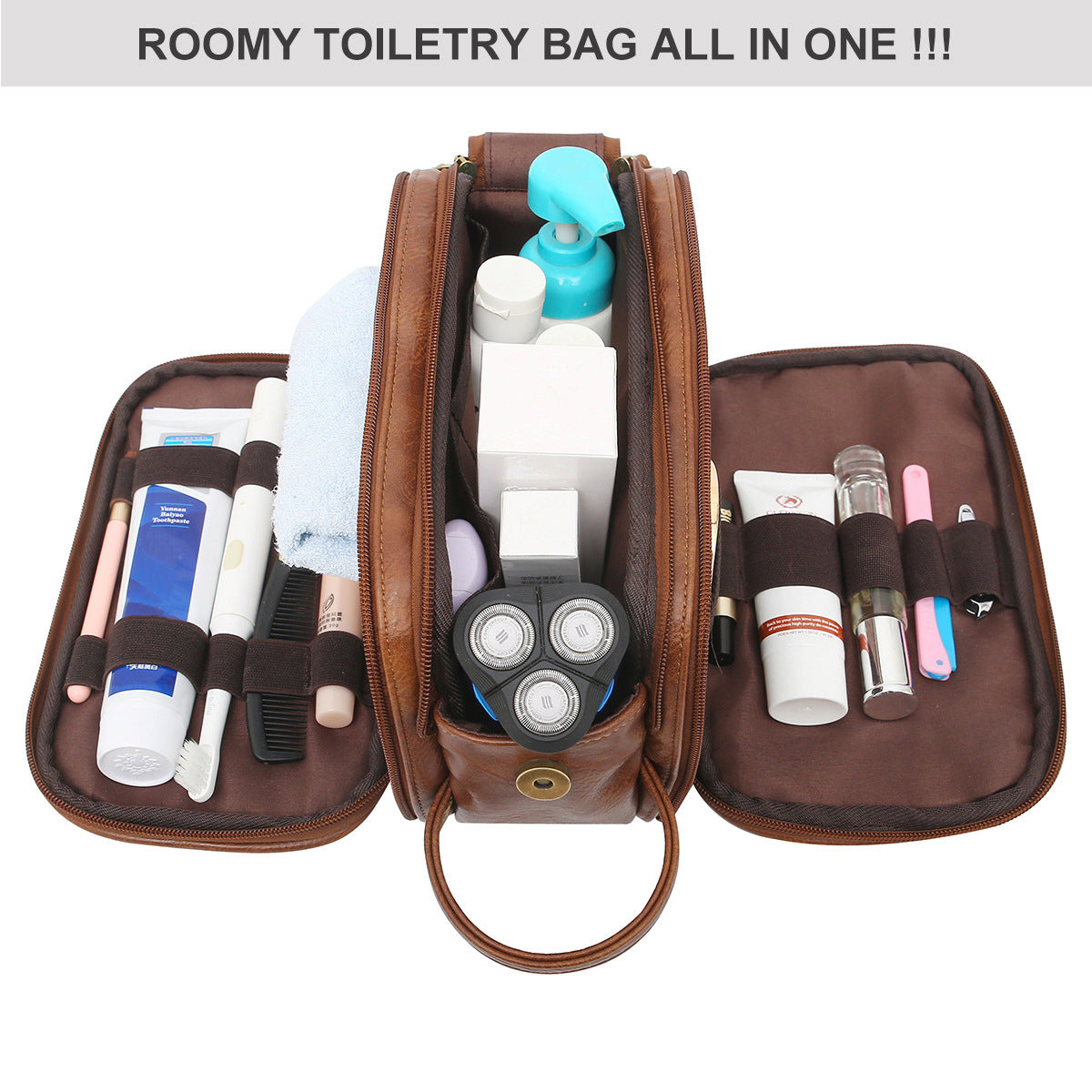 Men's PU leather travel toiletry bag — product gallery image 2
