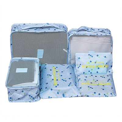 6-Piece Travel Packing Organizer Set | Patterns & Solid Colours