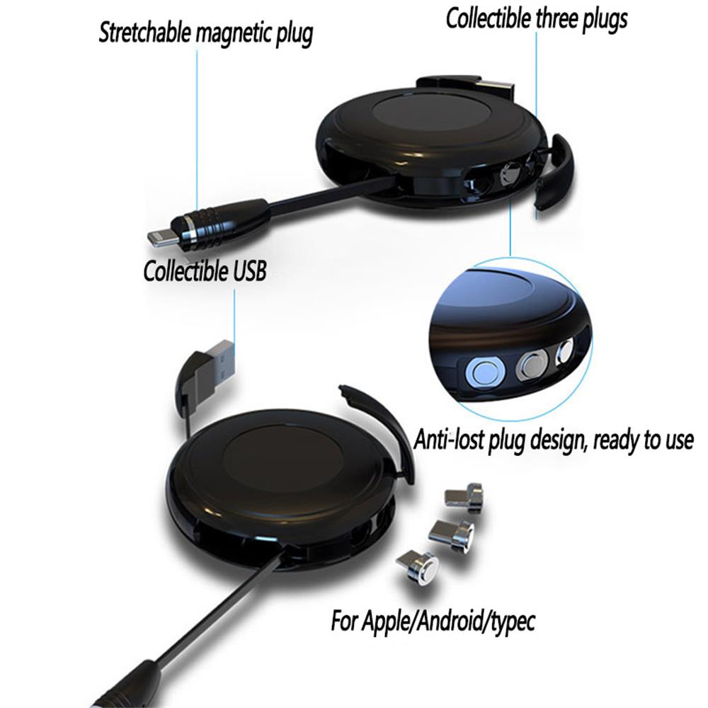 Retractable 3-in-1 Magnetic Charging Cable | 80 cm