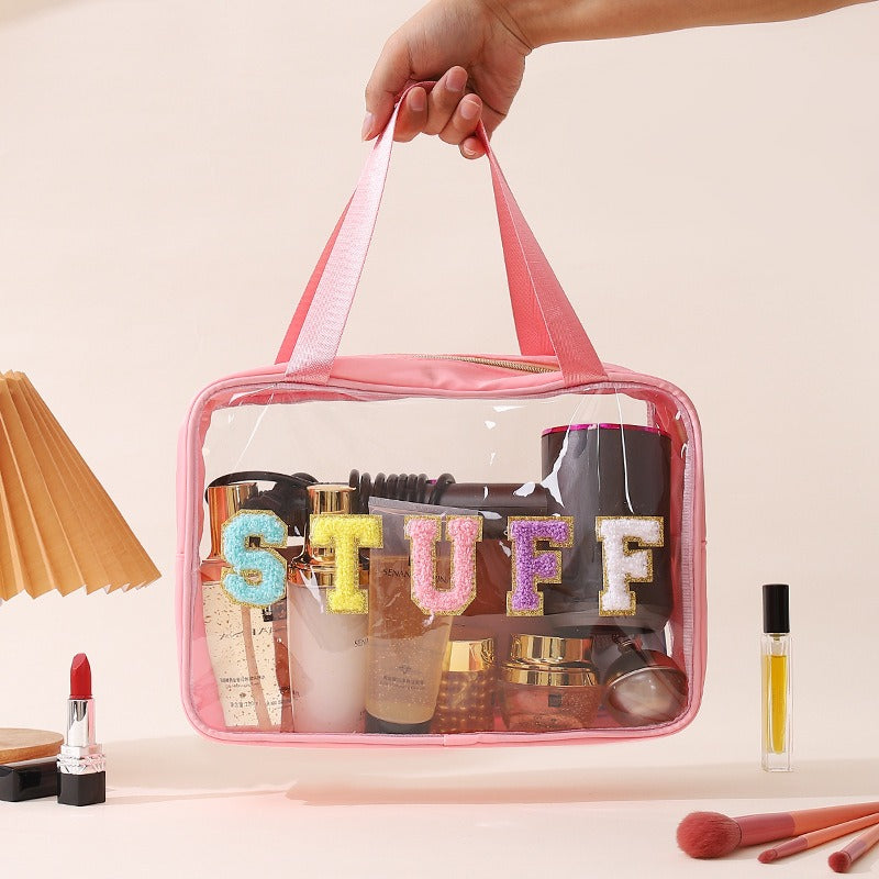 Clear pink travel cosmetic bag — product gallery photo 3 of 10
