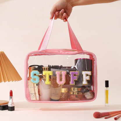 Clear pink travel cosmetic bag — product gallery photo 3 of 10