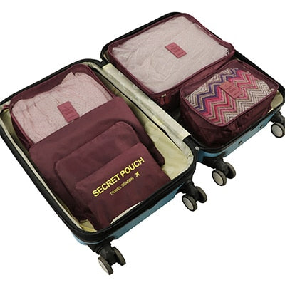 6-Piece Travel Packing Organizer Set | Patterns & Solid Colours