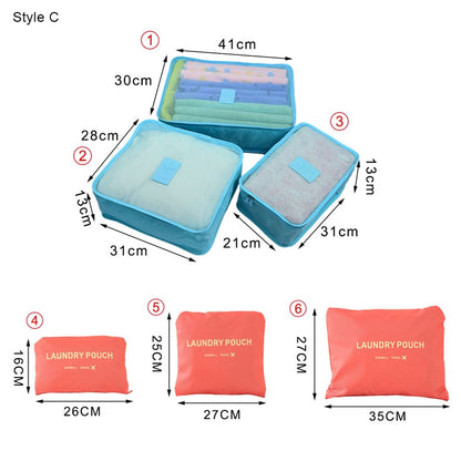 6-Piece Travel Packing Organizer Set | Patterns & Solid Colours