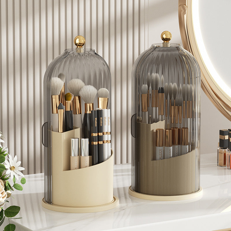 Rotating Makeup Brush Organizer | Dust-Cover Design