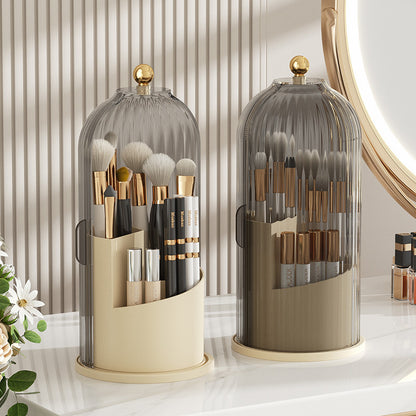 Rotating Makeup Brush Organizer | Dust-Cover Design