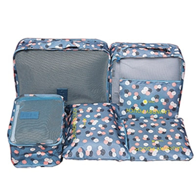 6-Piece Travel Packing Organizer Set | Patterns & Solid Colours