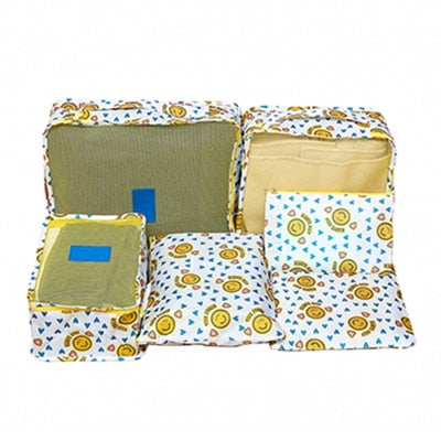 6-Piece Travel Packing Organizer Set | Patterns & Solid Colours
