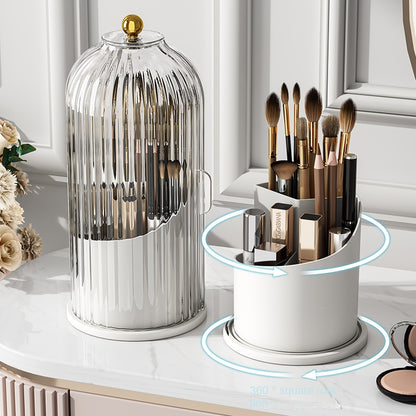 Rotating Makeup Brush Organizer | Dust-Cover Design
