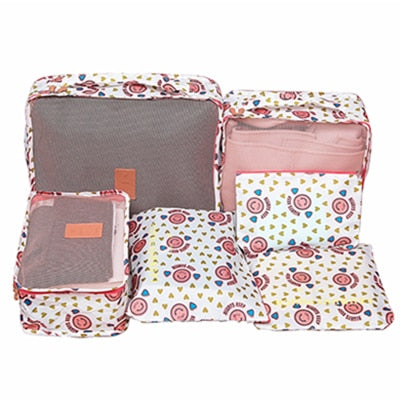 6-Piece Travel Packing Organizer Set | Patterns & Solid Colours