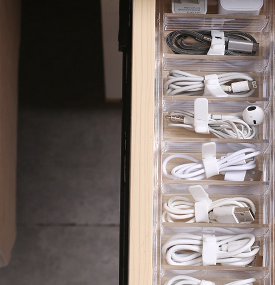 Desktop Cable Storage | 7/8-Compartment Box or 10 Straps