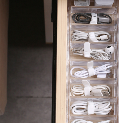 Desktop Cable Storage | 7/8-Compartment Box or 10 Straps