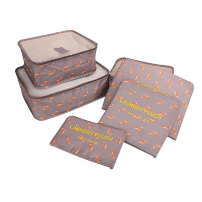 6-Piece Travel Packing Organizer Set | Patterns & Solid Colours
