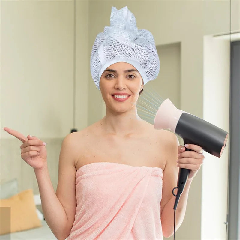 Adjustable Net Plopping Cap for Curly Hair | White