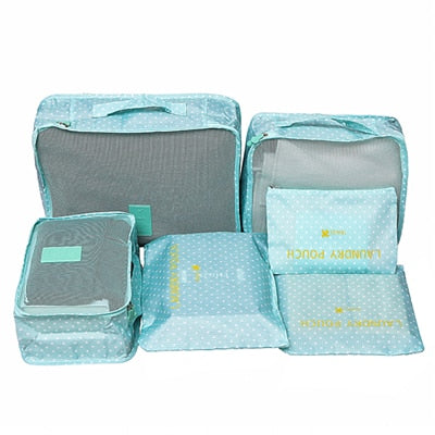 6-Piece Travel Packing Organizer Set | Patterns & Solid Colours