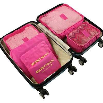 6-Piece Travel Packing Organizer Set | Patterns & Solid Colours
