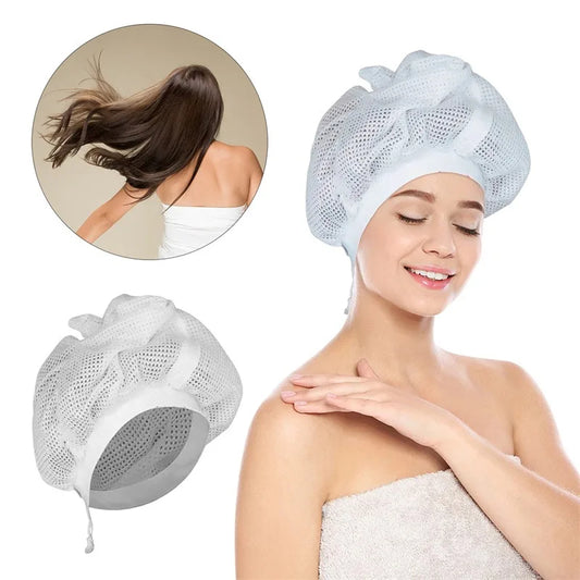 Adjustable Net Plopping Cap for Curly Hair | White