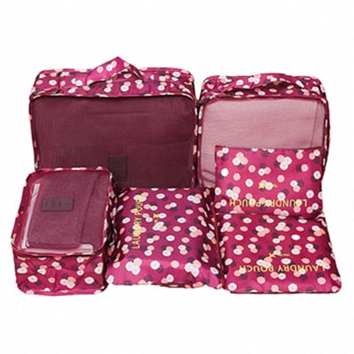6-Piece Travel Packing Organizer Set | Patterns & Solid Colours