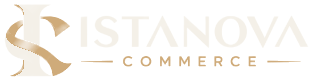 ISTANOVA COMMERCE transparent cream and gold footer logo